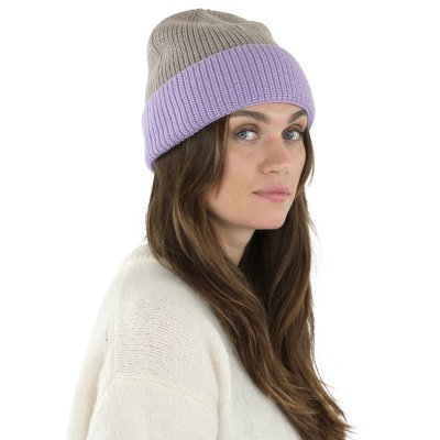 Bonnet - Gårda St. Moritz Merino Wool Beanie (violet/beige)