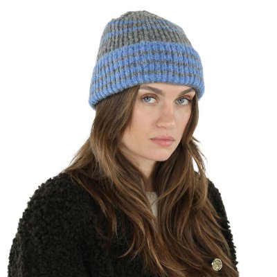 Bonnet - Gårda Verbier Striped Wool Mix Beanie (gris/bleu)