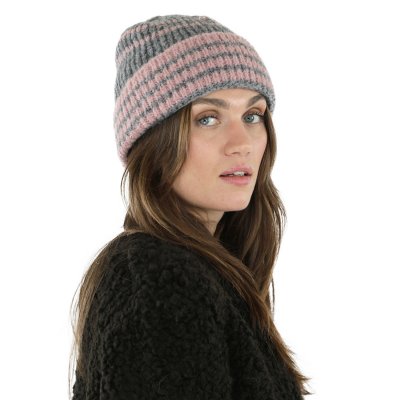 Bonnet - Gårda Verbier Striped Wool Mix Beanie (gris/rose)