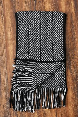 Écharpes - Gårda ZigZag Knitted Tassel Scarf (Noir/Blanc)