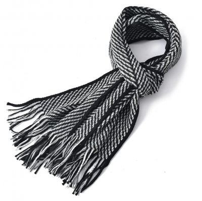 Écharpes - Gårda ZigZag Knitted Tassel Scarf (Noir/Blanc)