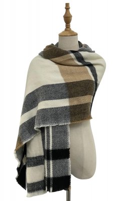 Écharpes - Gårda Tartan Wool Blanket Scarf (Cream)