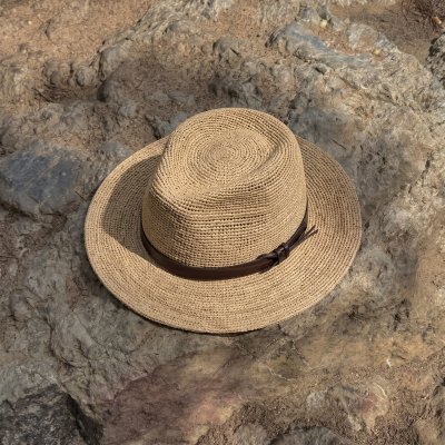 Chapeau de paille - Gårda Funchal Raffia Fedora (naturel clair/brun foncé)
