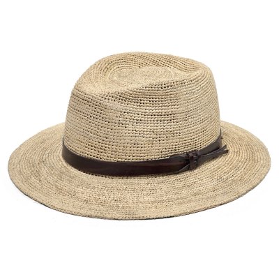 Chapeau de paille - Gårda Funchal Raffia Fedora (naturel clair/brun foncé)