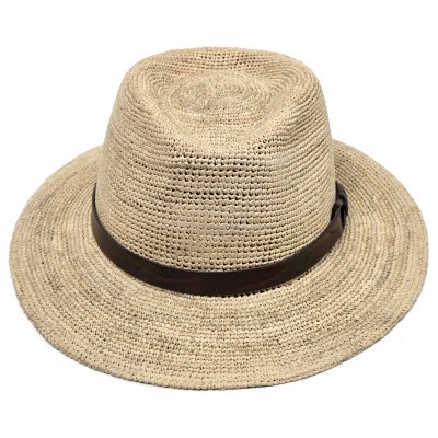 Chapeau de paille - Gårda Funchal Raffia Fedora (naturel clair/brun foncé)