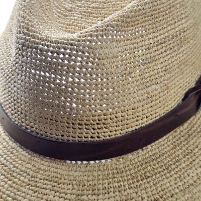 Chapeau de paille - Gårda Funchal Raffia Fedora (naturel clair/brun foncé)