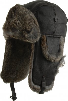 Bonnet - MJM Trapper Hat Leather with Rabbit Fur (Marron)