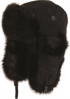 Chapeaux d'hiver - MJM Trapper Hat Taslan with Faux Fur (Noir)