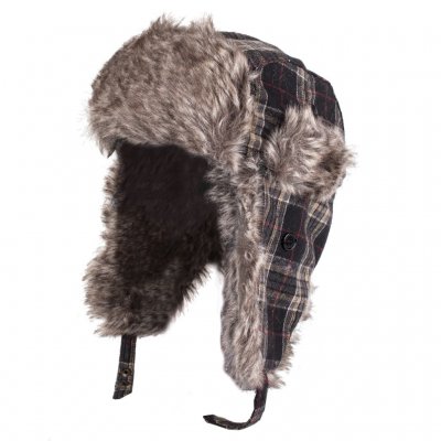 Chapeaux d'hiver - Trapper Hat Plaid with Faux Fur (Marron)