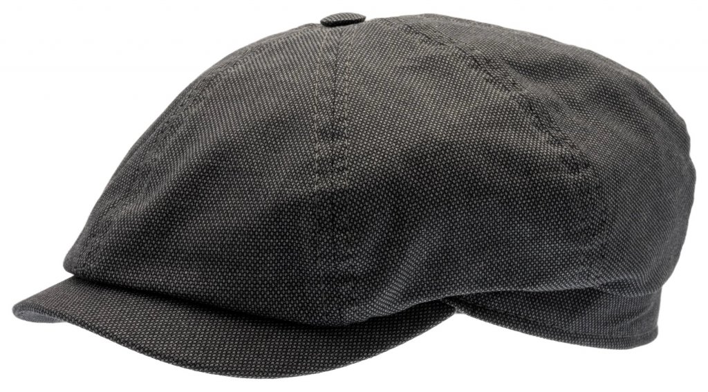 Casquette Gavroche En Harris Tweed Castlebay Noir-Gris - Jaxon & James - Doublure Satin Matelassé